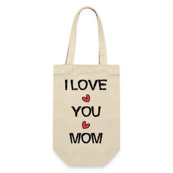 MOTHER'S DAY. HEART. HAPPY BIRTHDAY. MOM - Gift Bag for Bottles - nature - Front