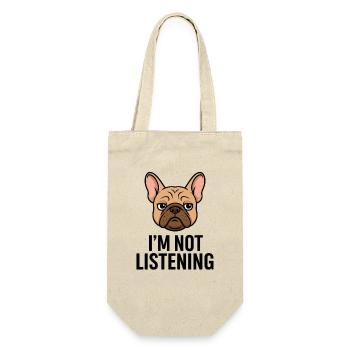 TinyPaws Fun Logo Im not Listening - Geschenkbeutel für Flaschen - Natur - Vorne