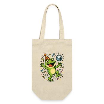 Party-Frosch - Geschenkbeutel für Flaschen - Natur - Vorne