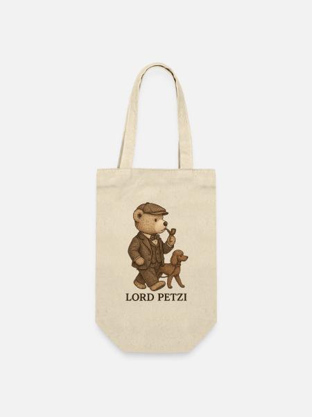 Lord Petzi geht Gassi - Geschenkbeutel für Flaschen - Natur