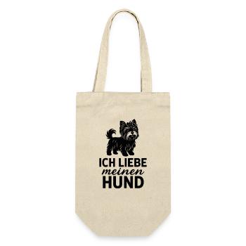 Ich liebe meinen Hund Yorkshire - Geschenkbeutel für Flaschen - Natur - Vorne