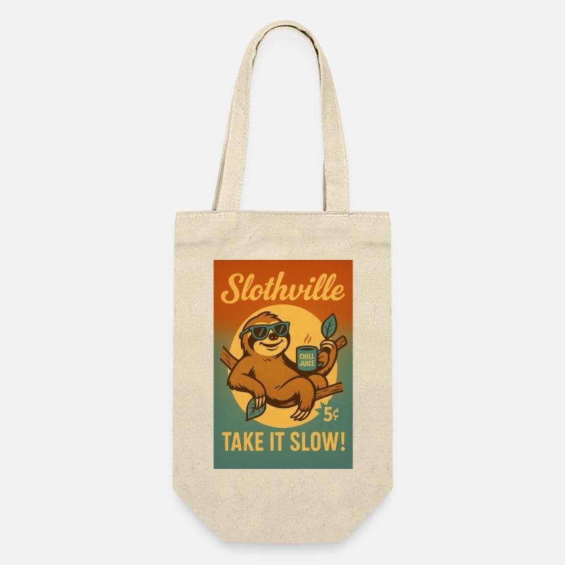 Faultier Slothville - Geschenkbeutel für Flaschen - Natur