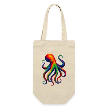 WPAP Stil Polygon Tiere - Krake Oktopus - Geschenkbeutel für Flaschen - Natur - Vorne