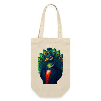 WPAP Style Animals - Peacock in Elegant Suit & Bow Tie - Gift Bag for Bottles - nature - Front