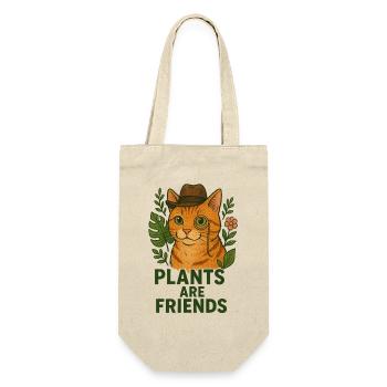 Plants Are Friends – Vegan Cat - Gift Bag for Bottles - nature - Front