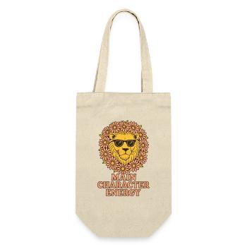 Blumen-Löwe mit Sonnenbrille - Leo Sternzeichen - Geschenkbeutel für Flaschen - Natur - Vorne