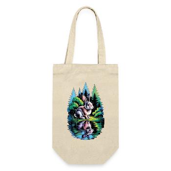 Kreatives Kaninchen-Motiv – Schöne Illustration - Geschenkbeutel für Flaschen - Natur - Vorne