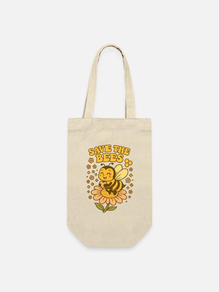 Rette die Bienen auf Blume - Geschenkbeutel für Flaschen - Natur