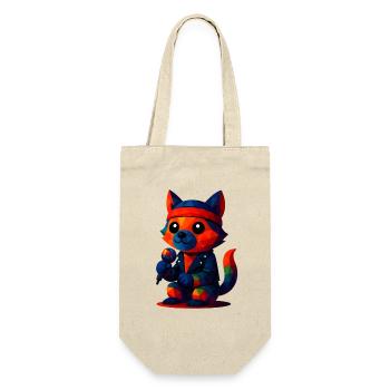 WPAP Polygon Kawaii Style Animals Baby Wolf Singer - Gift Bag for Bottles - nature - Front