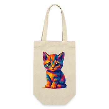 WPAP Polygon Kawaii Stil Tiere Baby Katze Kätzchen - Geschenkbeutel für Flaschen - Natur - Vorne