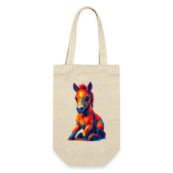 WPAP Polygon Kawaii Stil Tiere Baby Pferd Fohlen - Geschenkbeutel für Flaschen - Natur - Vorne