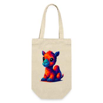 WPAP Polygon Kawaii Tiere Stil Baby Kamel Dromedar - Geschenkbeutel für Flaschen - Natur - Vorne
