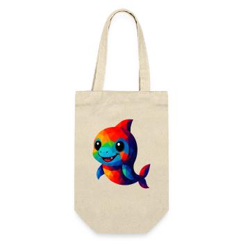 WPAP Polygon Kawaii Stil Tiere Baby Hai - Geschenkbeutel für Flaschen - Natur - Vorne