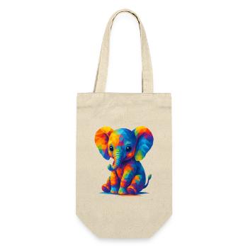 WPAP Polygon Kawaii Stil Baby Elefant - Geschenkbeutel für Flaschen - Natur - Vorne