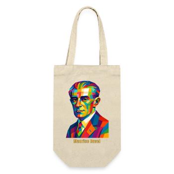 WPAP Polygon Portrait Maurice Ravel Bolero - Geschenkbeutel für Flaschen - Natur - Vorne