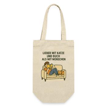 Cat World Cat Day Cat Sofa Chill Book relax - Sac à bouteille - nature - Devant