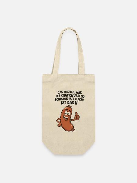 Knackwurst Lustiger Spruch - Geschenkbeutel für Flaschen - Natur