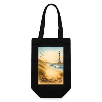 Beach with lighthouse - Gift Bag for Bottles - black - Front