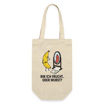 Banane Wurst Spiegel Sinnkrise Schönheit - Geschenkbeutel für Flaschen - Natur - Vorne