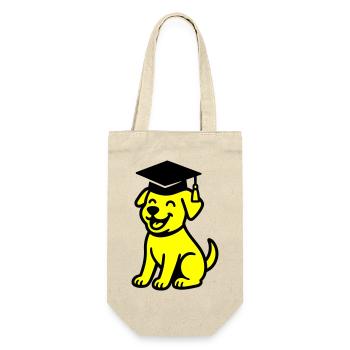 Bachelor Hund / Diplom Hund - Geschenkbeutel für Flaschen - Natur - Vorne