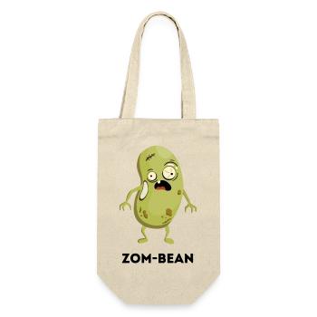 Lustiges Halloween-Wortspiel – Zom-Bean - Geschenkbeutel für Flaschen - Natur - Vorne