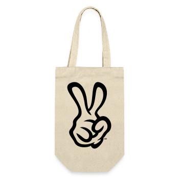 Victory Handzeichen (Rechte Hand / 1C) - Geschenkbeutel für Flaschen - Natur - Vorne