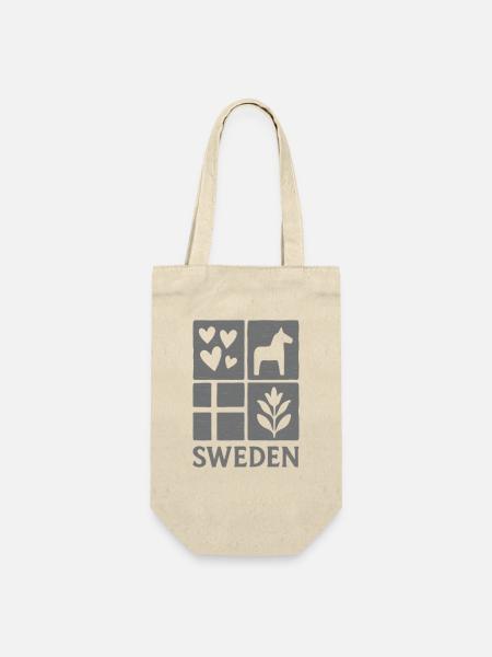 Schweden Quadrat-Logo Herzen Pferd Blatt - Geschenkbeutel für Flaschen - Natur