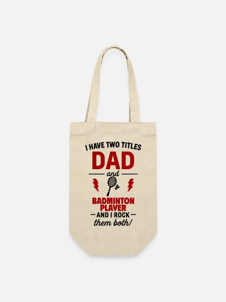 Papa Badminton Geschenk für sportliche Väter - Geschenkbeutel für Flaschen - Natur