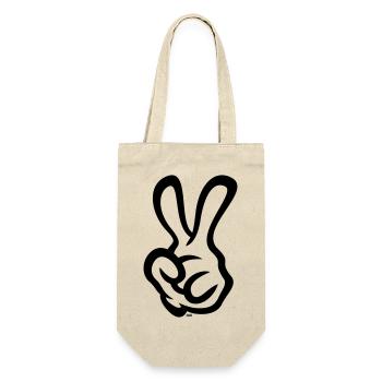 Victory Handzeichen (Linke Hand / 1C) - Geschenkbeutel für Flaschen - Natur - Vorne