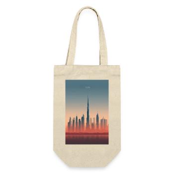 Dubai Skyline in Pastellfarben - Geschenkbeutel für Flaschen - Natur - Vorne