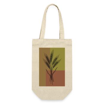 Weizen Ähren Line Art – Botanisches Design - Geschenkbeutel für Flaschen - Natur - Vorne