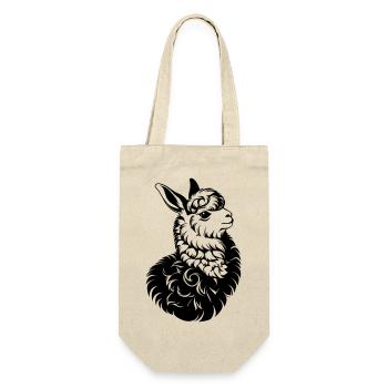 Llama Head T-Shirt – Black Vintage Animal Print - Gift Bag for Bottles - nature - Front