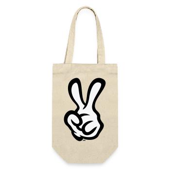 Victory Hand Sign (Left Hand / POS / 2C) - Gift Bag for Bottles - nature - Front