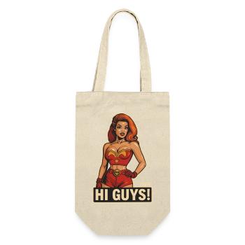 Hi Guys Retro Heroine  - Gift Bag for Bottles - nature - Front