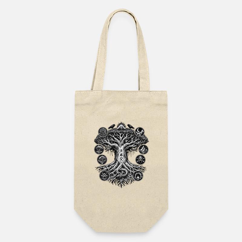 Yggdrasil-Lebensbaum-Wikinger-Design - Geschenkbeutel für Flaschen - Natur