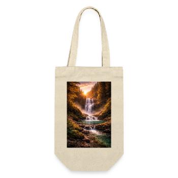 Waterfall in the evening sun - Gift Bag for Bottles - nature - Front