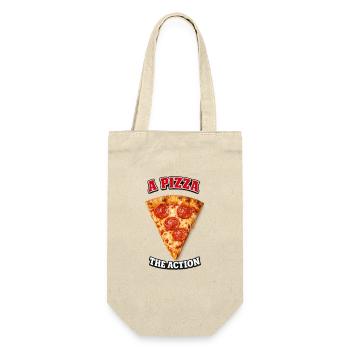 Pizza die Aktion - Geschenkbeutel für Flaschen - Natur - Vorne