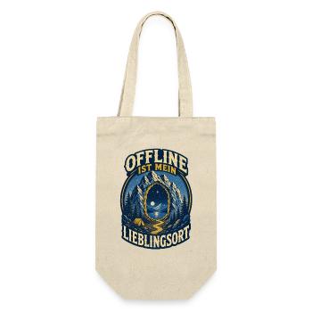 Offline ist mein Lieblingsort – Outdoor - Geschenkbeutel für Flaschen - Natur - Vorne