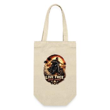 Live Free Ride Hard Biker - Geschenkbeutel für Flaschen - Natur - Vorne