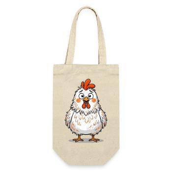 Lustiges Verwirrtes Huhn Funny Chicken - Geschenkbeutel für Flaschen - Natur - Vorne