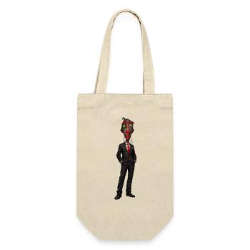 Surreales Anzugportrait mit Farbmaske - Geschenkbeutel für Flaschen - Natur - Vorne