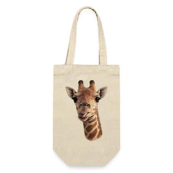 Giraffenkopf mit Zunge - Nahaufnahme - Geschenkbeutel für Flaschen - Natur - Vorne