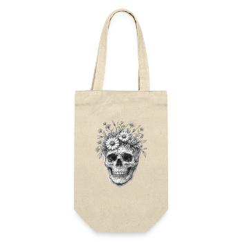 Floral Skull Gothic Grafik - Geschenkbeutel für Flaschen - Natur - Vorne