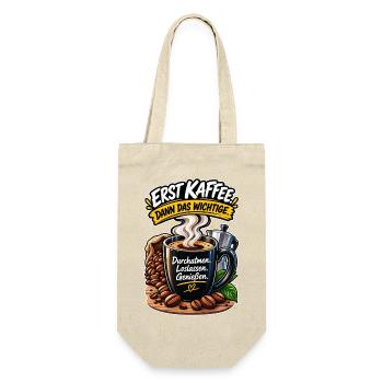 Erst Kaffee, Dann Wichtiges - Geschenkbeutel für Flaschen - Natur - Vorne