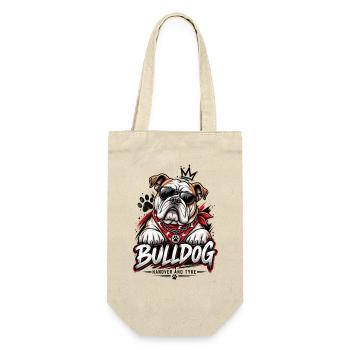 Bulldog-Liebhaber Vintage Dog-Design - Geschenkbeutel für Flaschen - Natur - Vorne