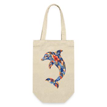 Patchwork dolphin with floral power - Gift Bag for Bottles - nature - Front
