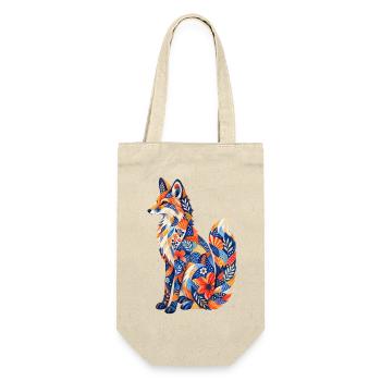 Patchwork Fox Floral Pattern - Gift Bag for Bottles - nature - Front