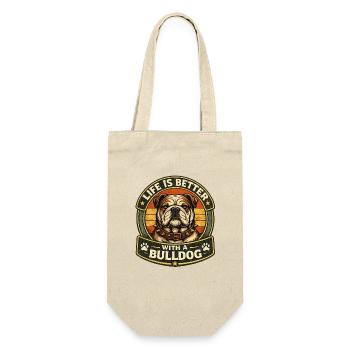 Bulldogge – Stolz und Mächtig - Geschenkbeutel für Flaschen - Natur - Vorne