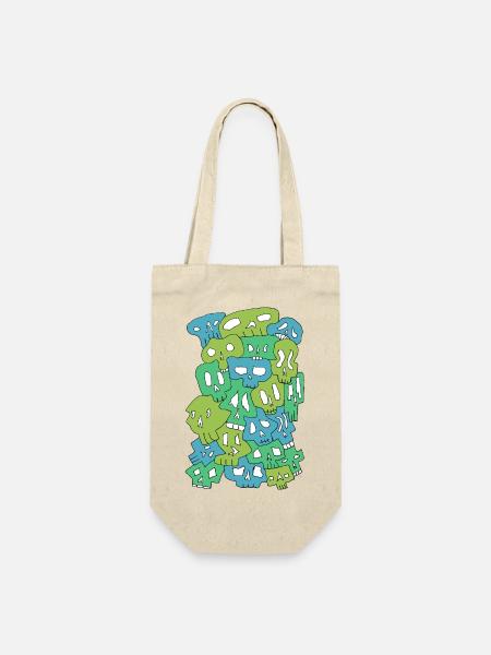 Skulls (Greens) - Geschenkbeutel für Flaschen - Natur