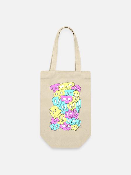 Skulls (CMYK light) - Geschenkbeutel für Flaschen - Natur